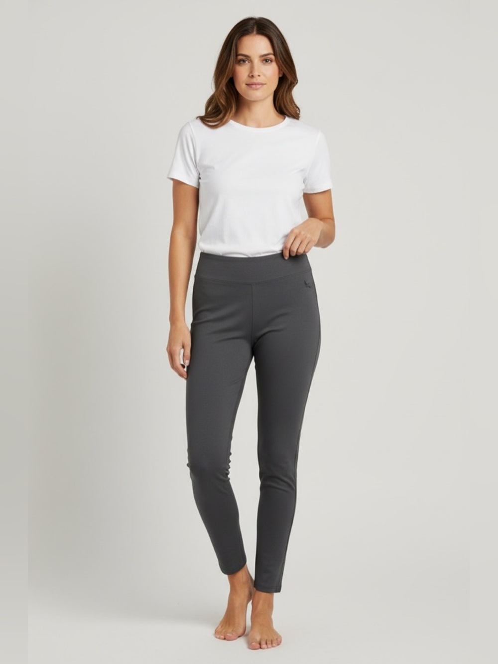 Eddie Bauer Women’s Size 8 Pull On Elastic Waist Solid Gray Leggings